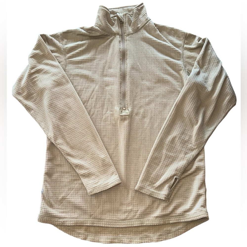 Men’s Quarter Zip Tan Pullover Sweatshirt Medium Long